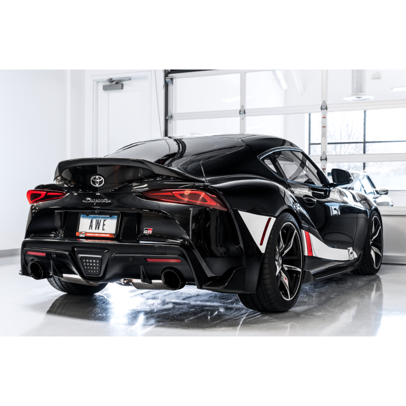 AWE Tuning 2020+ Toyota Supra A90 Resonated Touring Edition Exhaust - 5in Chrome Silver Tips