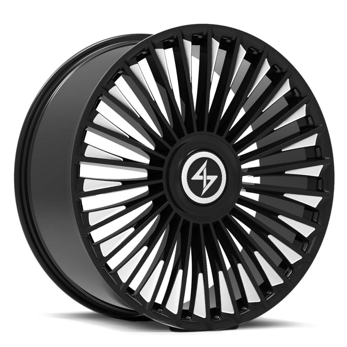 Sentali Luxx Turbine Gloss Black Milled Tips 22x9 +25 5x112|5x115mm 71.6mm