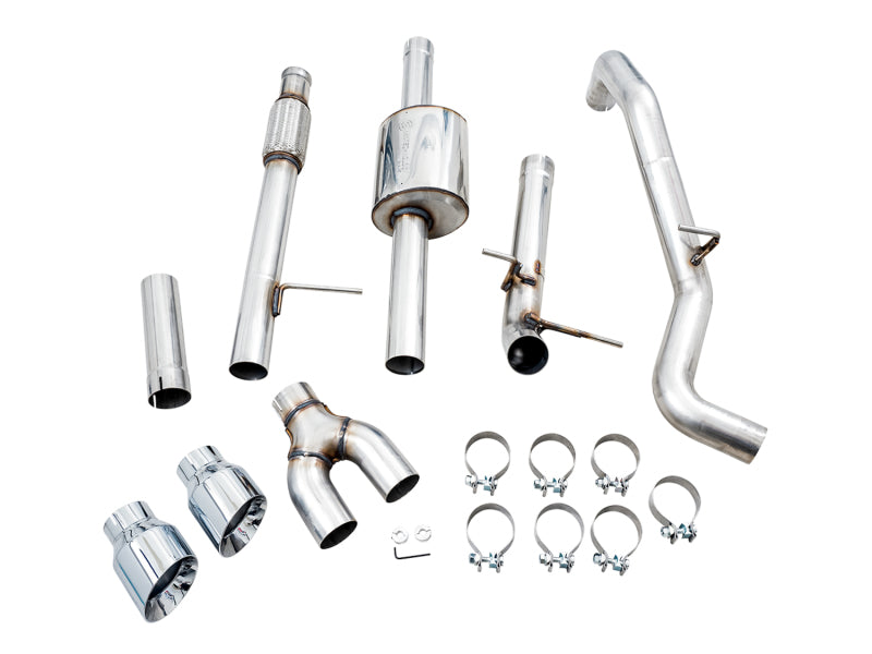 AWE Tuning 4th Gen GM 1500 5.3L 0FG Cat-Back Dual Side Exit (Flat Bumper) - Chrome Tips