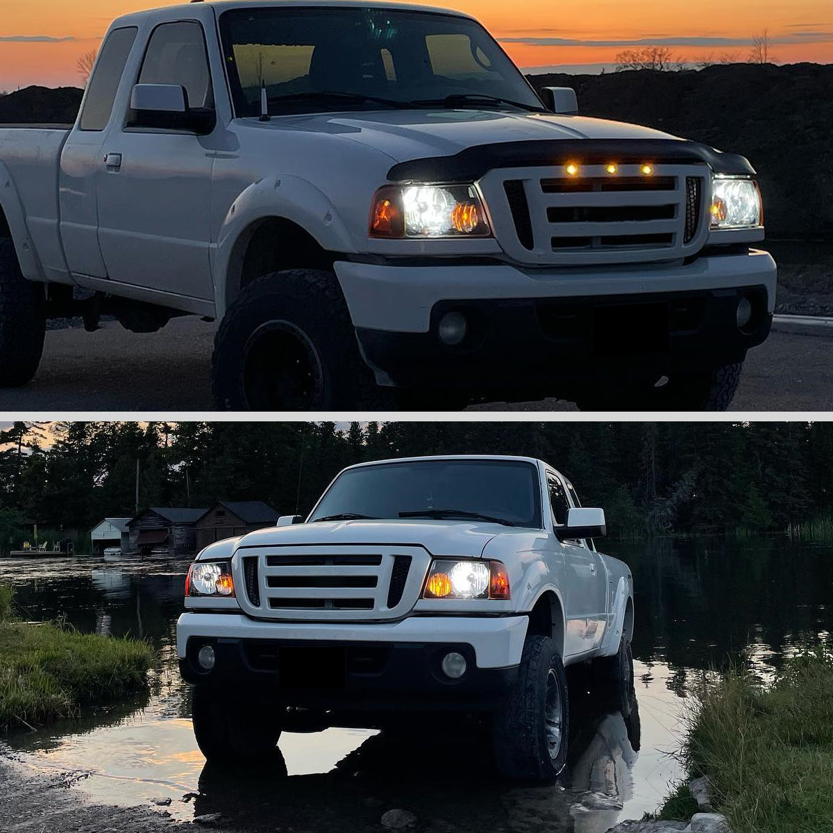 2001-2011 Ford Ranger Factory Style Headlights w/ Amber Lens Corner Signal Lights (Matte Black Housing/Clear Lens)
