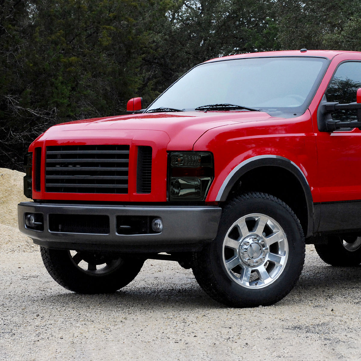 2008-2010 Ford F-250/F-350/F-450 Super Duty Factory Style Headlights w/ Amber Reflectors (Chrome Housing/Smoked Lens)