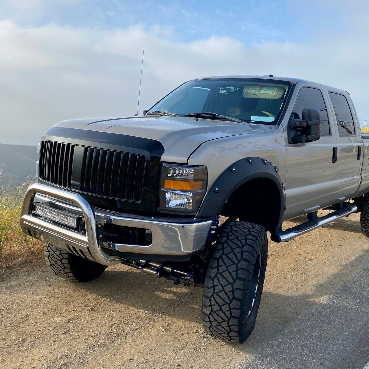 2008-2010 Ford F-250/F-350/F-450 Super Duty Factory Style Headlights w/ Amber Reflectors (Matte Black Housing/Clear Lens)