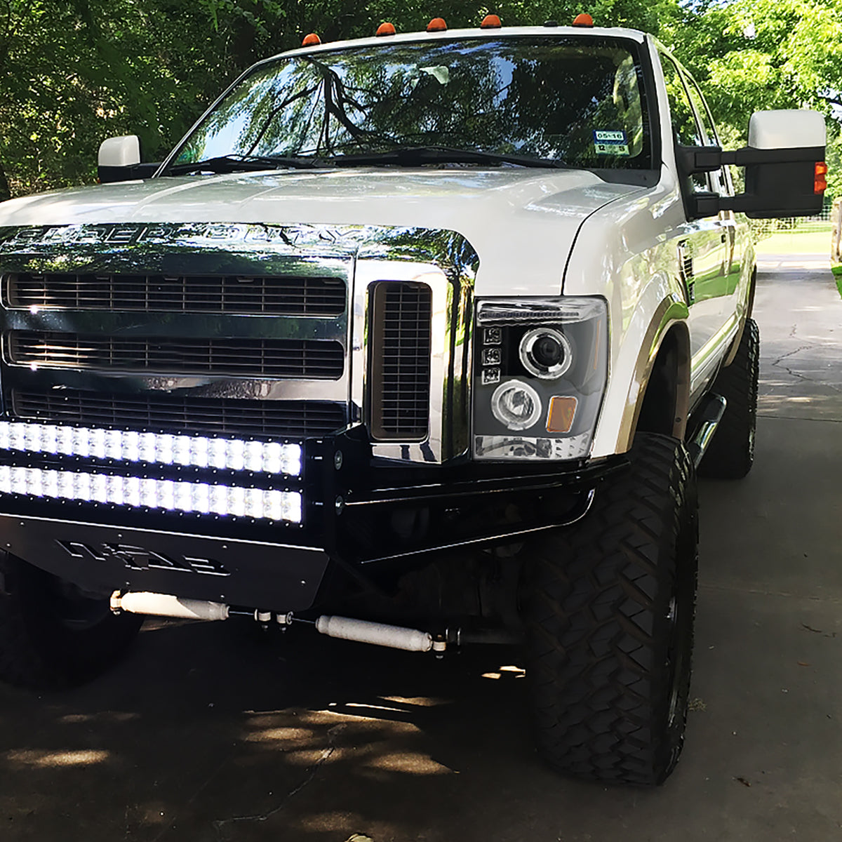 2008-2010 Ford F-250 F-350 F-450 Dual Halo Projector Headlights (Matte Black Housing/Clear Lens)