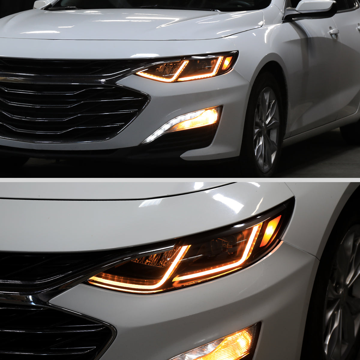 2019-2024 Chevrolet Malibu Switchback Sequential LED Turn Signal Projector Headlights (Matte Black Housing/Smoked Lens)