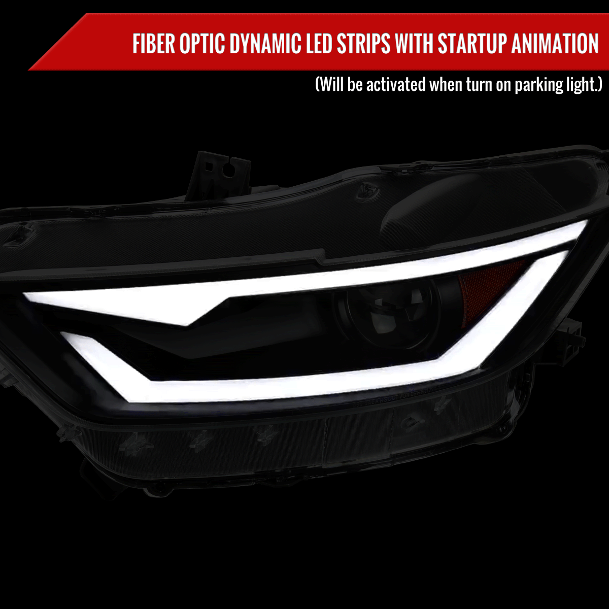 2015-2017 Ford Mustang/2018-2020 Mustang Shelby HID/Xenon Switchback Sequential LED Turn Signal Projector Headlights (Matte Black Housing/Smoked Lens)