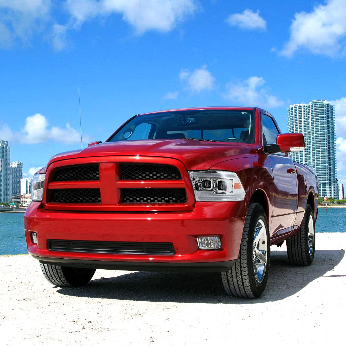 2009-2018 Dodge RAM 1500 / 2019-2021 RAM Classic / 2010-2018 RAM 2500 3500 Switchback Sequential Projector Headlights (Chrome Housing/Clear Lens)