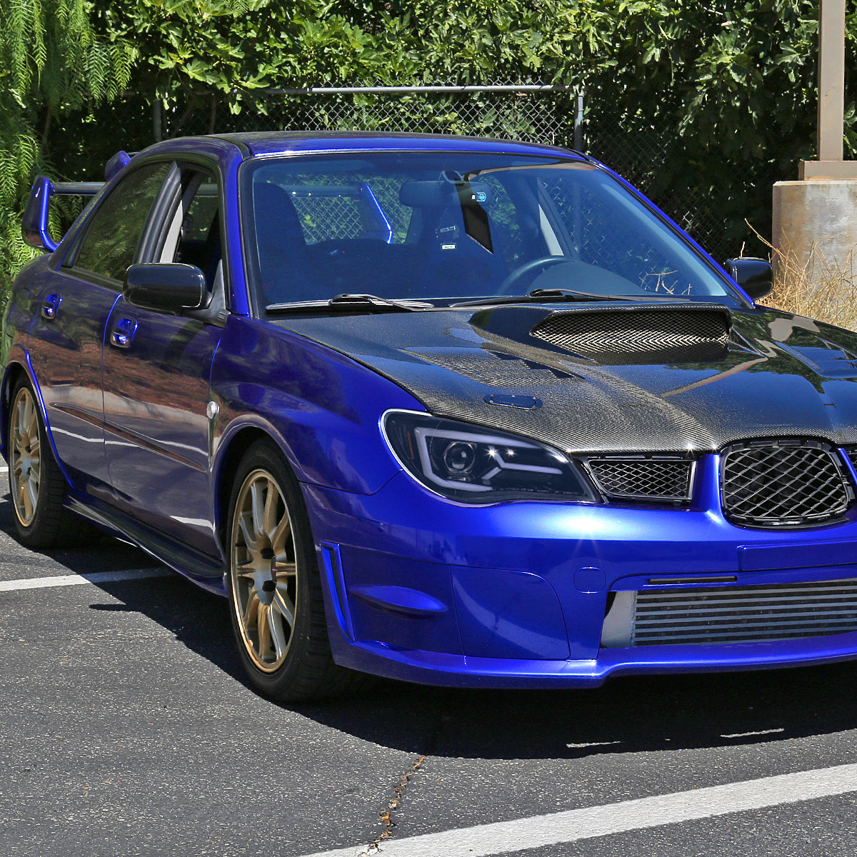 2006-2007 Subaru Impreza WRX STI LED Bar Sequential Turn Signal Projector Headlights (Glossy Black Housing/Smoked Lens)
