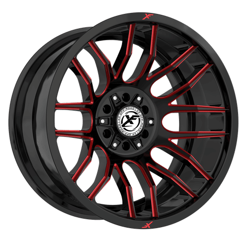 XF OFFROAD XF-232 - Gloss Black Milled Red 20x10 ET-12 6x135/6x139.7