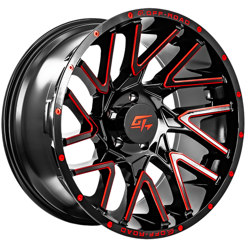 GT Off-Road Aggression Gloss Black Milled Red Gloss Black Milled Red 22x12 -44 8x170mm 125.2mm