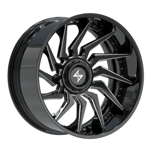 SENTALI BFX BFX4 - Gloss Black Lip / Gloss Black Milled Centre 22x10 ET-24 6x135/6x139.7