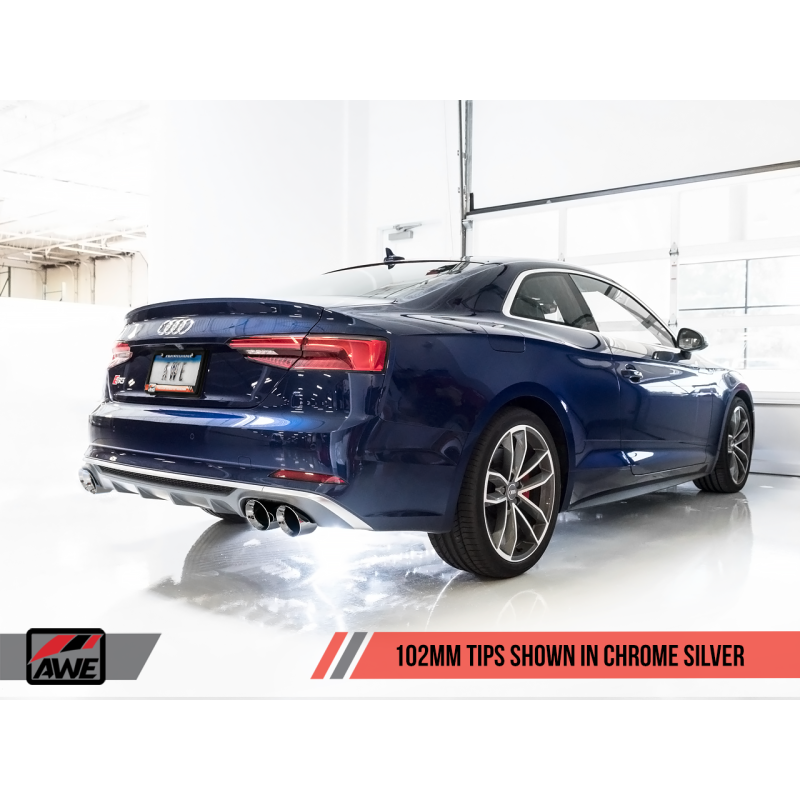 AWE Tuning Audi B9 S5 3.0T Touring Edition Exhaust - Chrome Silver Tips (102mm)