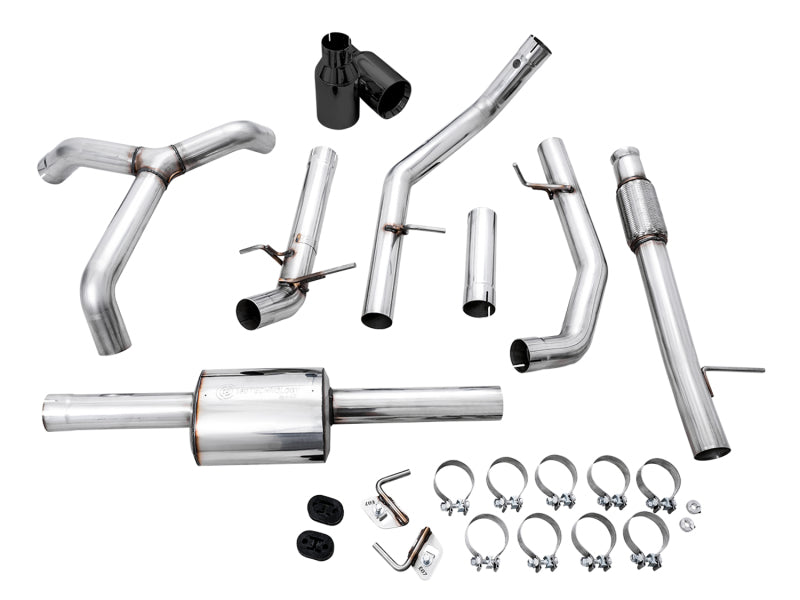 AWE Tuning 4th Gen GM 1500 5.3L 0FG Cat-Back Split Rear Exit (Flat Bumper) - Dual Diamond Tips