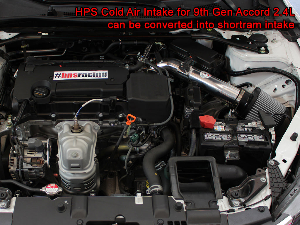 HPS Performance Cold Air Intake Kit 2013-2017 Honda Accord 2.4L, Converts to Shortram, Polish