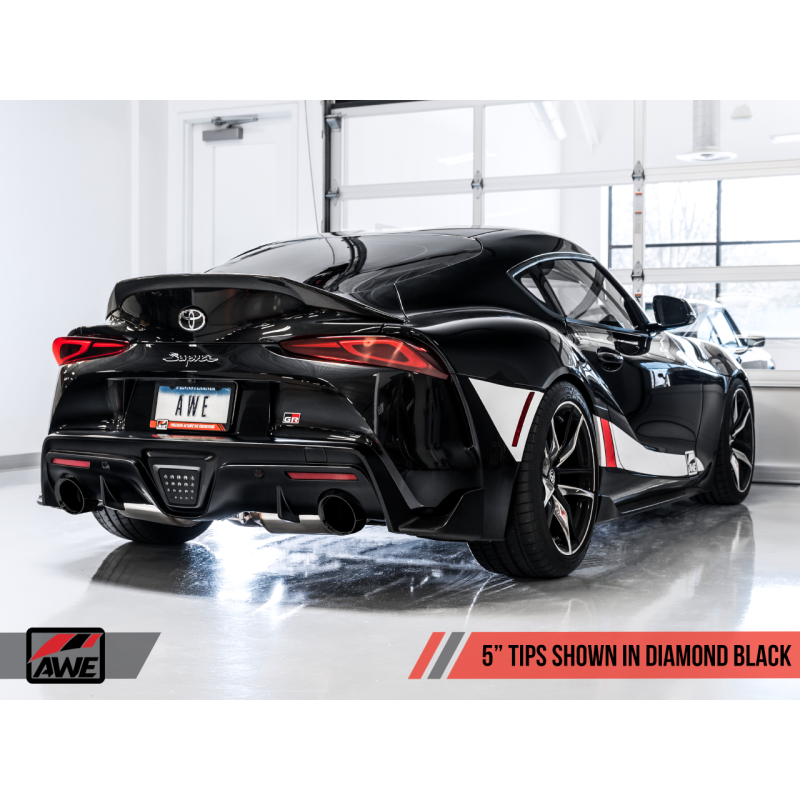 AWE Tuning 2020+ Toyota Supra A90 Resonated Touring Edition Exhaust - 5in Diamond Black Tips