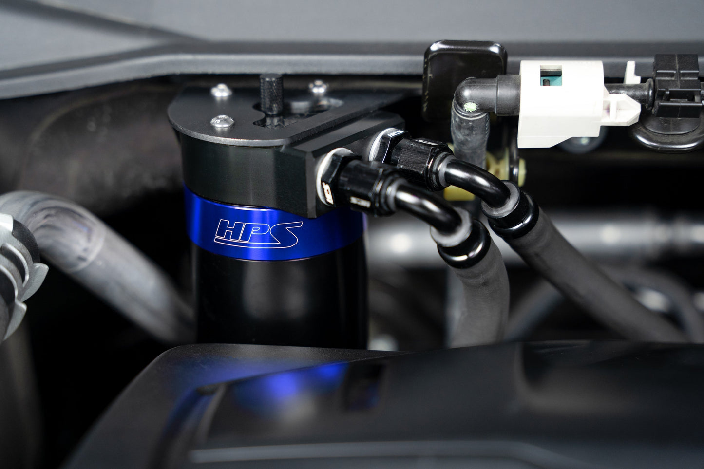 HPS Performance Aluminum Oil Catch Can Kit 2019-2025 Acura RDX 2.0L Turbo, Blue, 860-015BL