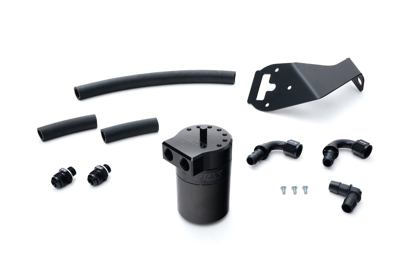 HPS Performance Aluminum Oil Catch Can Kit 2022-2025 Toyota GR86 2.4L FA24D, Black, 860-026WB