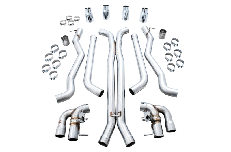 AWE Tuning 18-19 BMW M5 (F90) 4.4T AWD SwitchPath Cat-Back Exhaust - Chrome Silver Tips