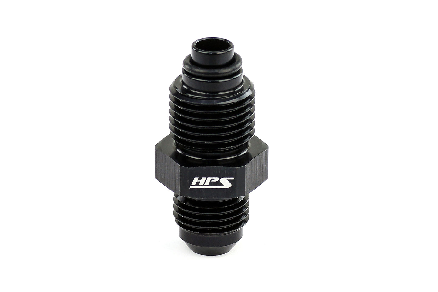 HPS Performance AN Male to Metric Thread Male O-Ring Tip Adapter, Aluminum, Black
