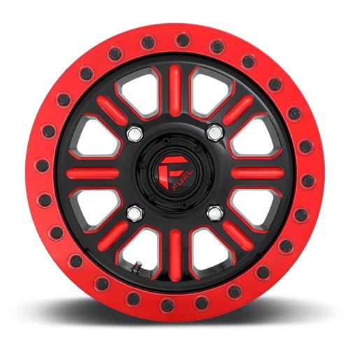 Fuel Offroad D911 HARDLINE UTV BEADLOCK Gloss Black Red Tinted Clear 15x10 +25 4x137mm 110.1mm