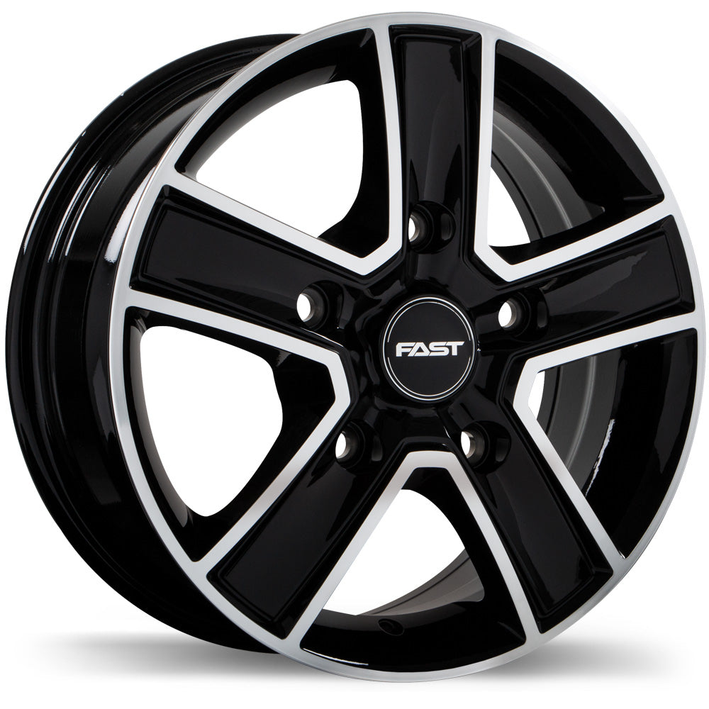 Fast Wheels Transport Gloss Black with Machined Face 16x6.5 +60 5x160mm 65.1mm