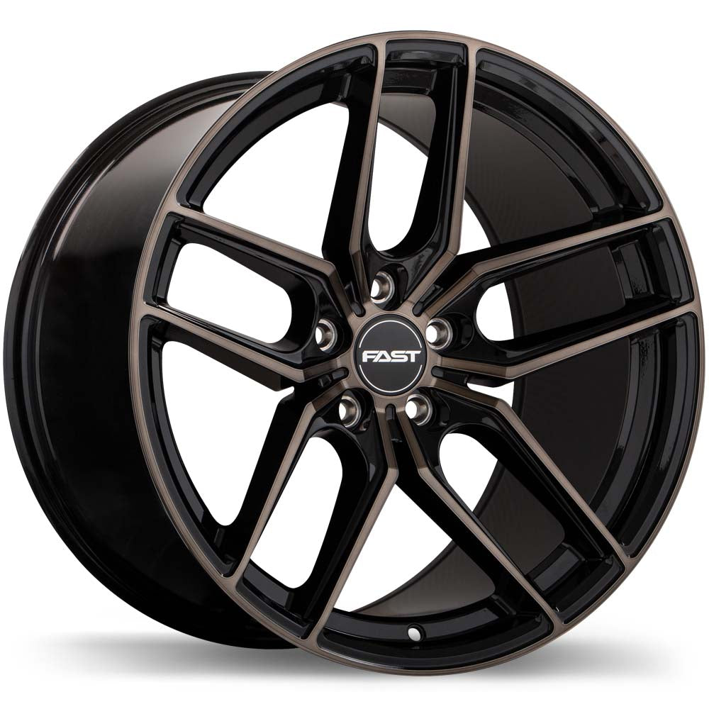 Fast Wheels Aristo Gloss Black with Machined Face and Smoked Clear 19x11 +25 5x110mm 72.6mm