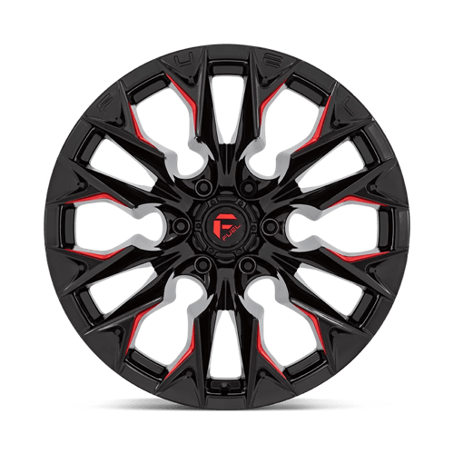 Fuel Offroad D823 FLAME Gloss Black Mill W/ Candy Red 20x10 -18 8x180mm 124.2mm