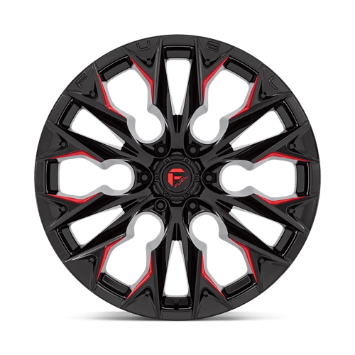 Fuel Offroad D823 FLAME Gloss Black Mill W/ Candy Red 22x10 -18 6x139.7mm 106.1mm