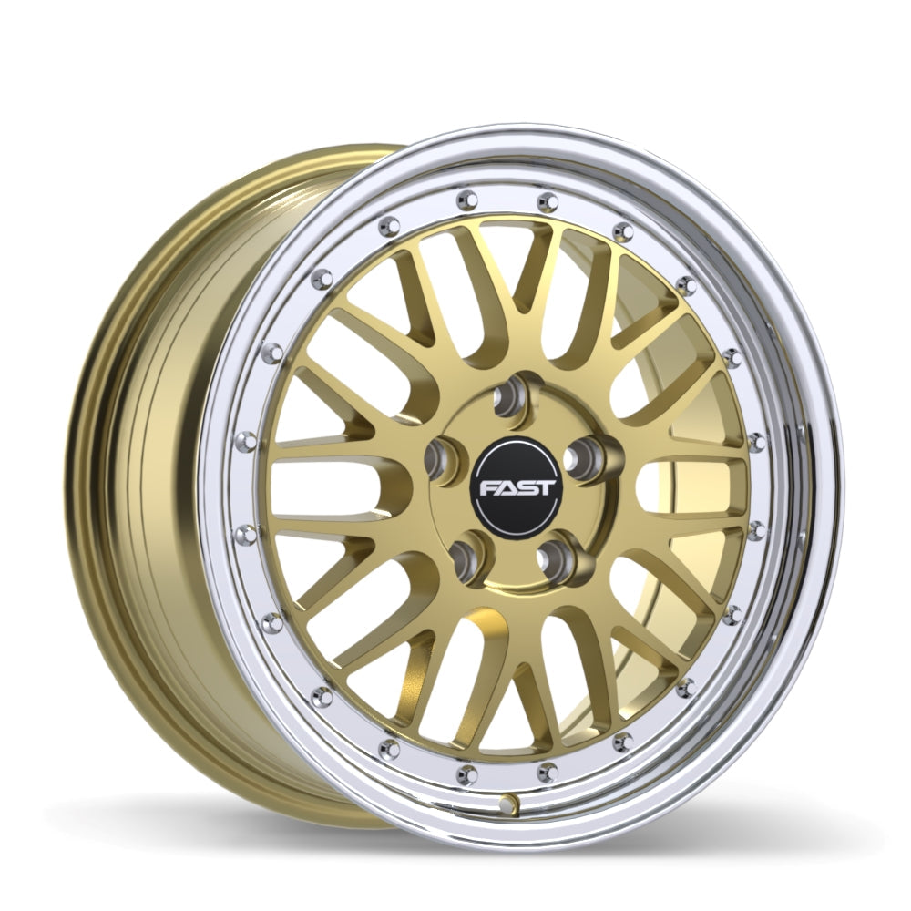 Fast Wheels FR01 Gloss Gold with Machined Lip 17x8 +45 5x108mm 72.6mm
