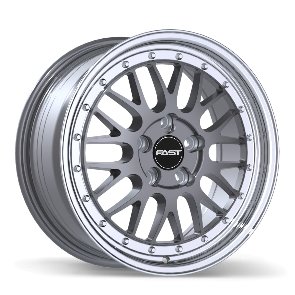 Fast Wheels FR01 Gloss Gunmetal with Machined Lip 17x8 +45 5x112mm 72.6mm