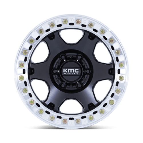 KMC KM238 VI BEADLOCK Satin Black W/ Machined Ring 17x9 -12 5x127mm 71.5mm