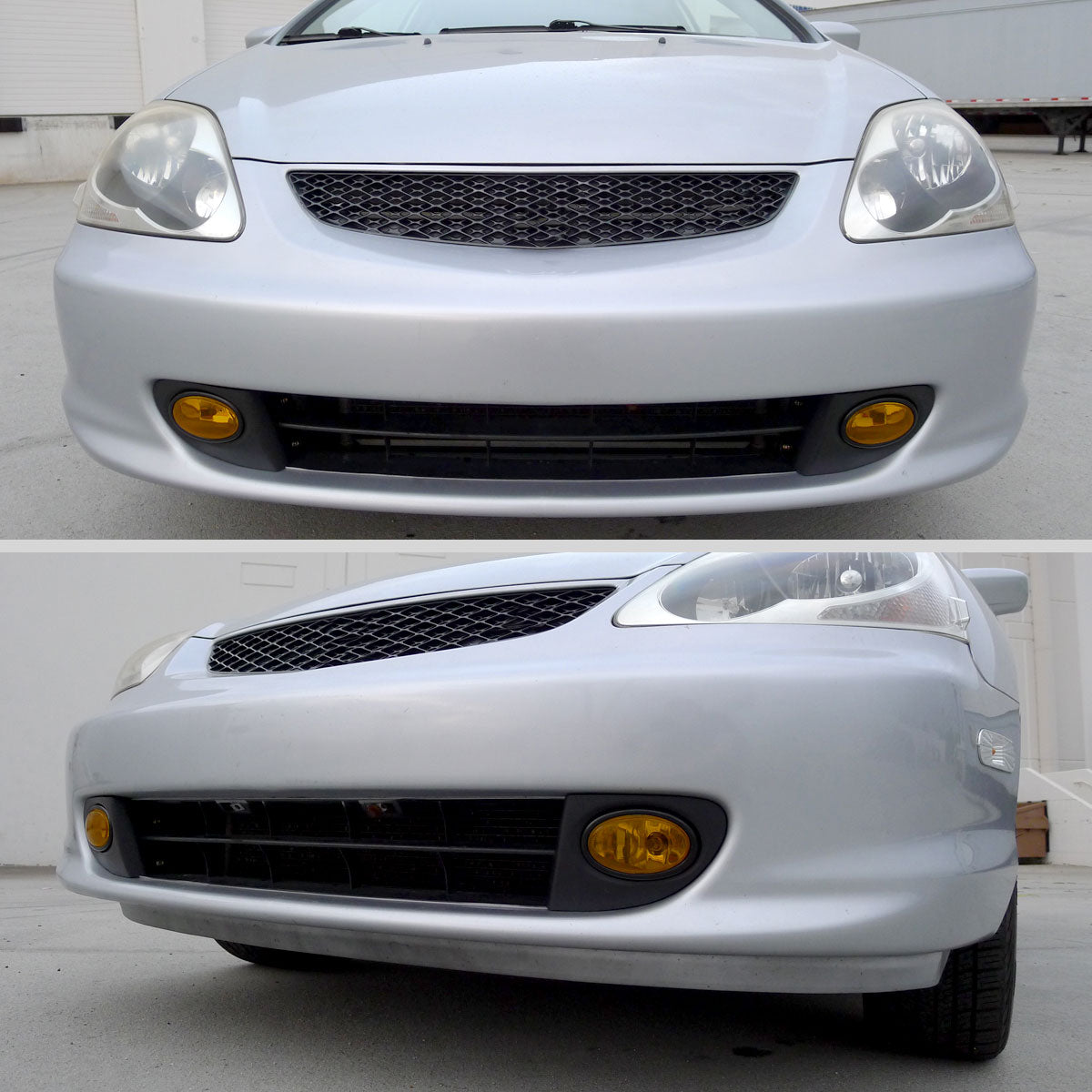 2002-2005 Honda Civic Si Hatchback H11 Fog Lights Kit (Chrome Housing/Amber Yellow Lens)