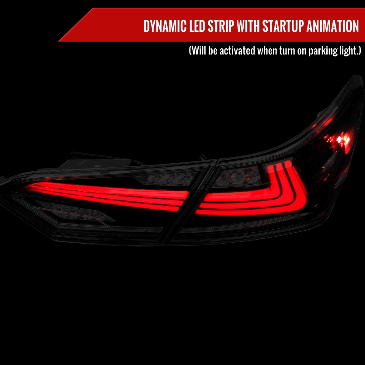 2018-2022 Toyota Camry LED Tail Lights w/ Sequential Signal Lamps (Jet Black Housing/Clear Lens)