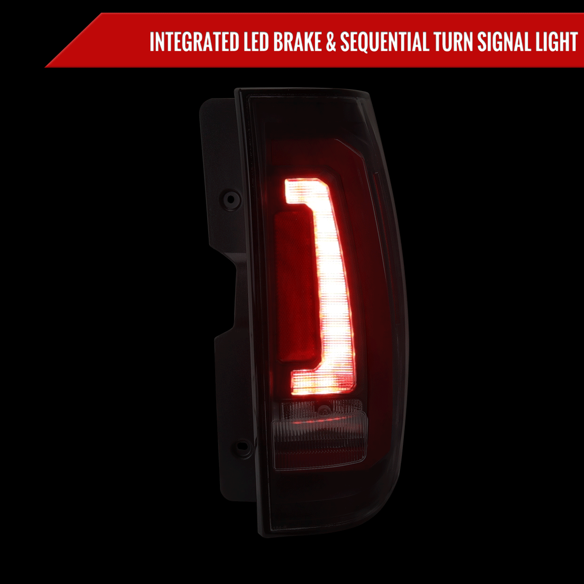 2007-2014 Chevrolet Tahoe/Suburban / 2007-2014 GMC Yukon/Yukon Denali Red LED Sequential Turn Signal Tail Lights (Matte Black Housing/Clear Lens)