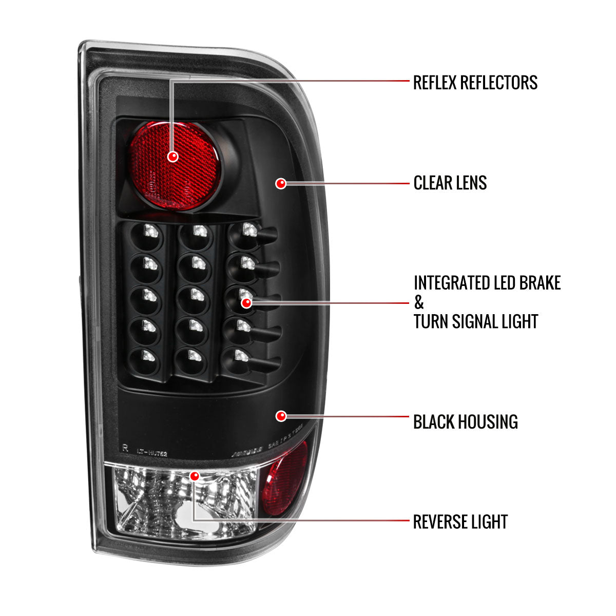 1997-2007 Ford F-150/F-250/F-350/F-450/F-550 Styleside V2 LED Tail Lights (Matte Black Housing/Clear Lens)
