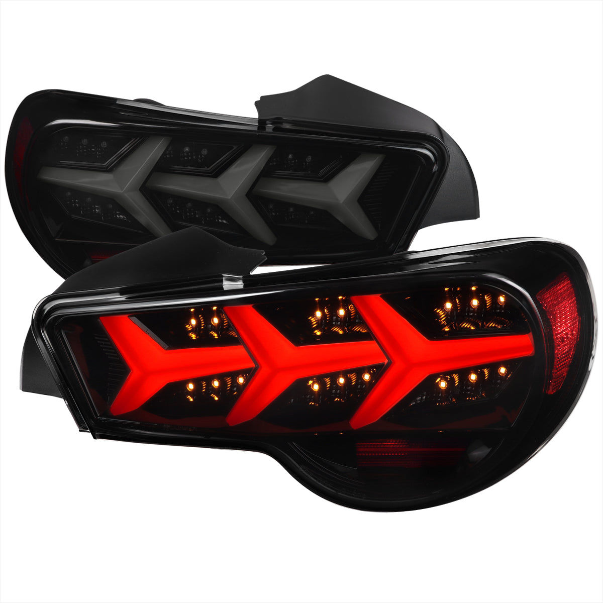 Spec-D 12-16 Scion Frs Subaru Brz Lambo Style Sequential Led Tail Light With Glossy Black Housing And Clear Lens