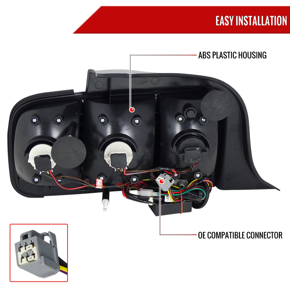 2005-2009 Ford Mustang Sequential LED Tail Lights (Glossy Black Housing/Smoked Lens)