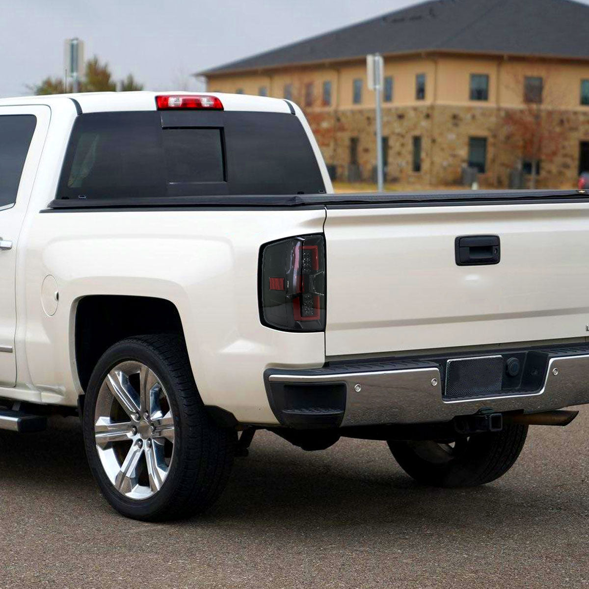 2014-2018 Chevrolet Silverado 1500/ 2015-2019 Silverado 2500HD 3500HD GMC Sierra 3500HD LED Tail Lights (Jet Black Housing/Clear Lens)