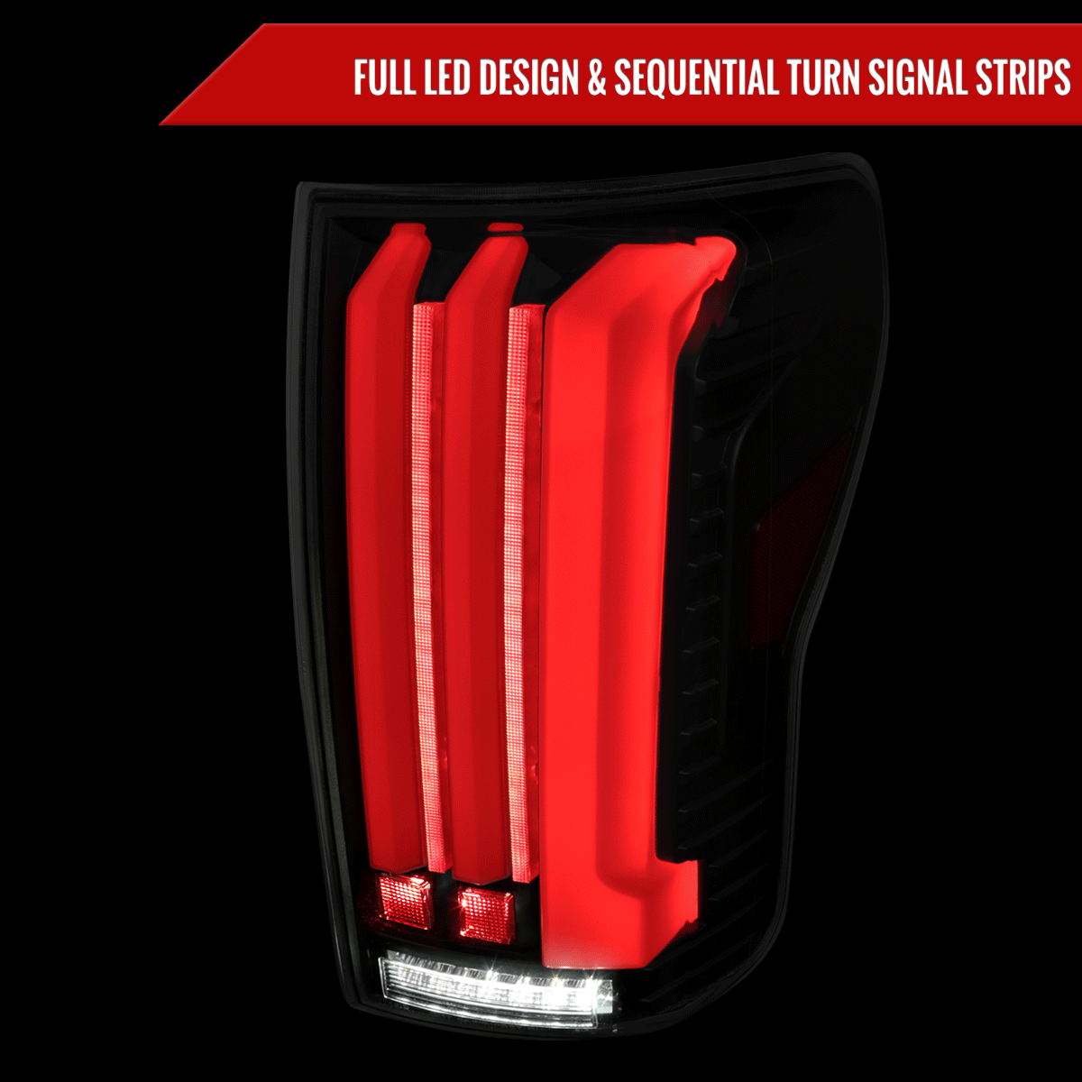 2007-2013 Toyota Tundra Sequential White LED Bar Tail Lights (Matte Black Housing/Smoked Lens)