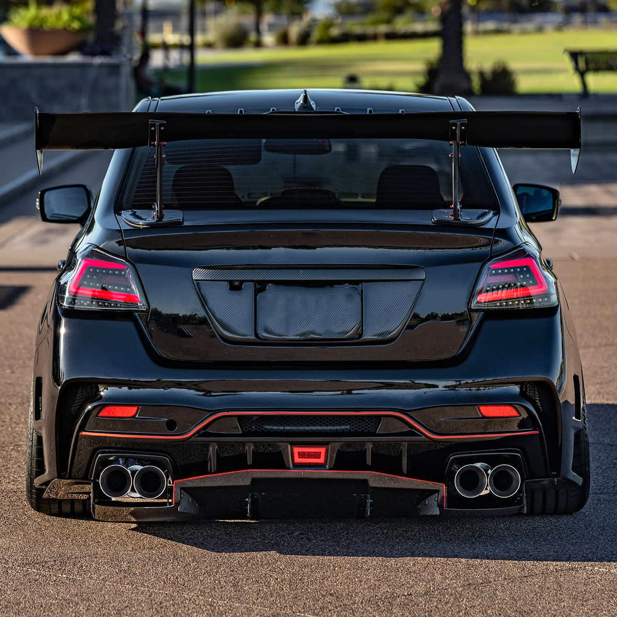 2015-2021 Subaru WRX Sequential Red Bar LED Tail Lights (Jet Black Housing/Clear Lens)