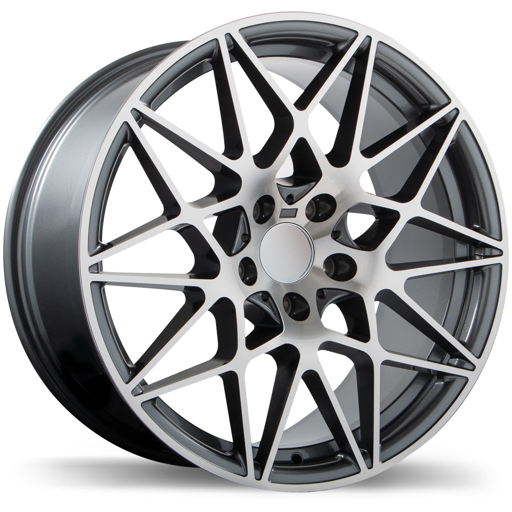 Replika R208 Gloss Gunmetal with Machined Face 19x8.5 +35 5x120mm 72.6mm