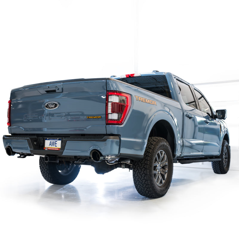 AWE Tuning Tuning 2021+ Ford F-150 Tremor (w/ Bumper Cutouts) 0FG Non-Resonated Catback -Diamond Black Tips