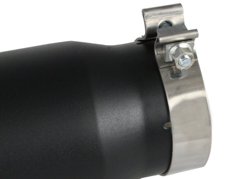 aFe Power Diesel Exhaust Tip Black - 4 in In x 5 out X 12 in Long Bolt On (Right) - Catback - aFe
