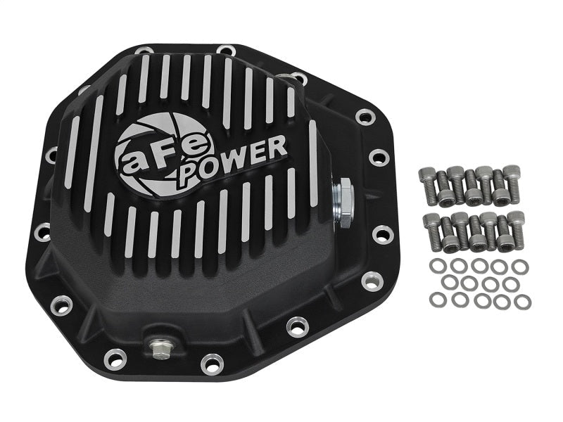 aFe Power Pro Ser Rear Diff Cover Black w/Mach Fins 2017 Ford Diesel Trucks V8 - 6.7L(td) Dana M275 - 14 - Diff Covers - aFe