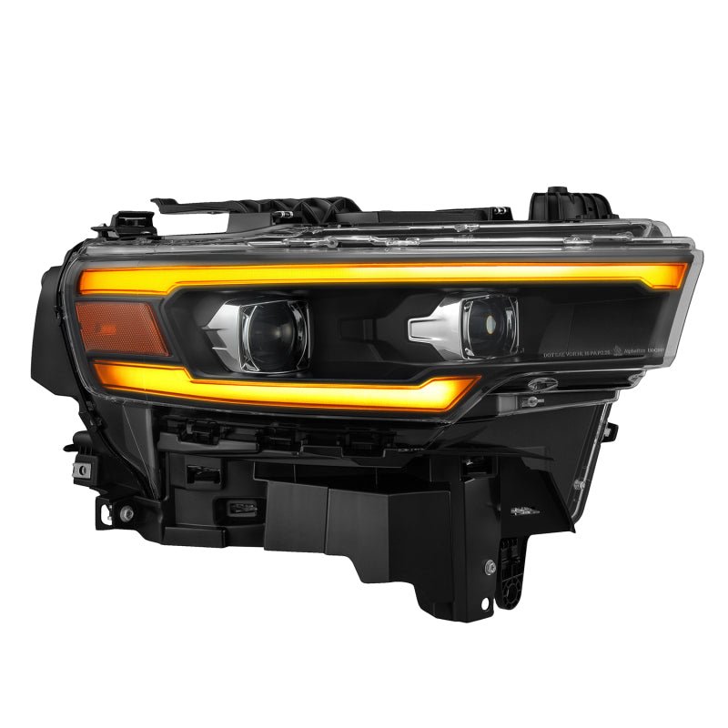 AlphaRex 25-26 Dodge Ram 1500 Luxx LED Proj Headlights -Black w/Activ Lit/ Seq Signal/Switchbk DRL-Headlights-AlphaRex