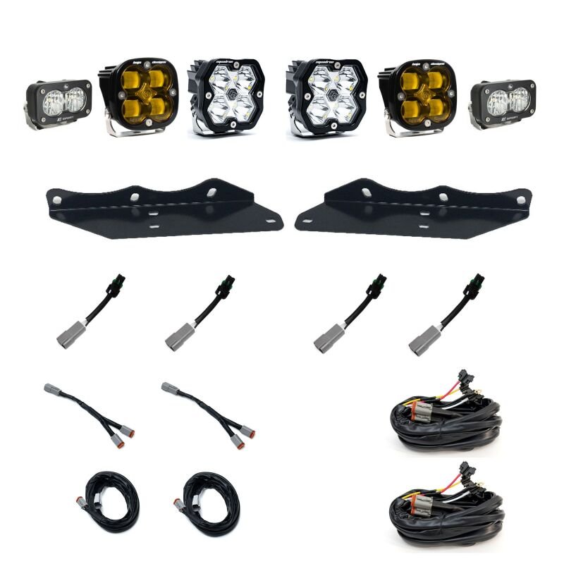 Baja Designs 17 - 20 Ford Raptor Squadron 2.0 Sport (Spot) + 1.0 SAE - Amb + S2 Sport W/C Fog Pkt Kit - Fog Lights - Baja Designs