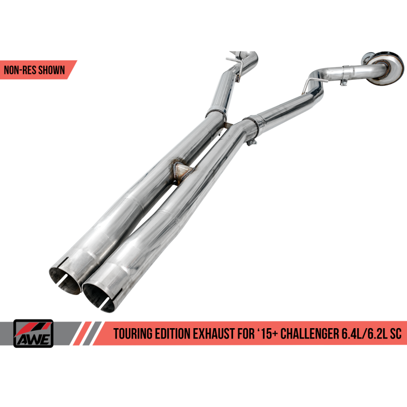 AWE Tuning 2015+ Dodge Challenger 6.4L/6.2L Non-Resonated Touring Edition Exhaust - Use Stock Tips