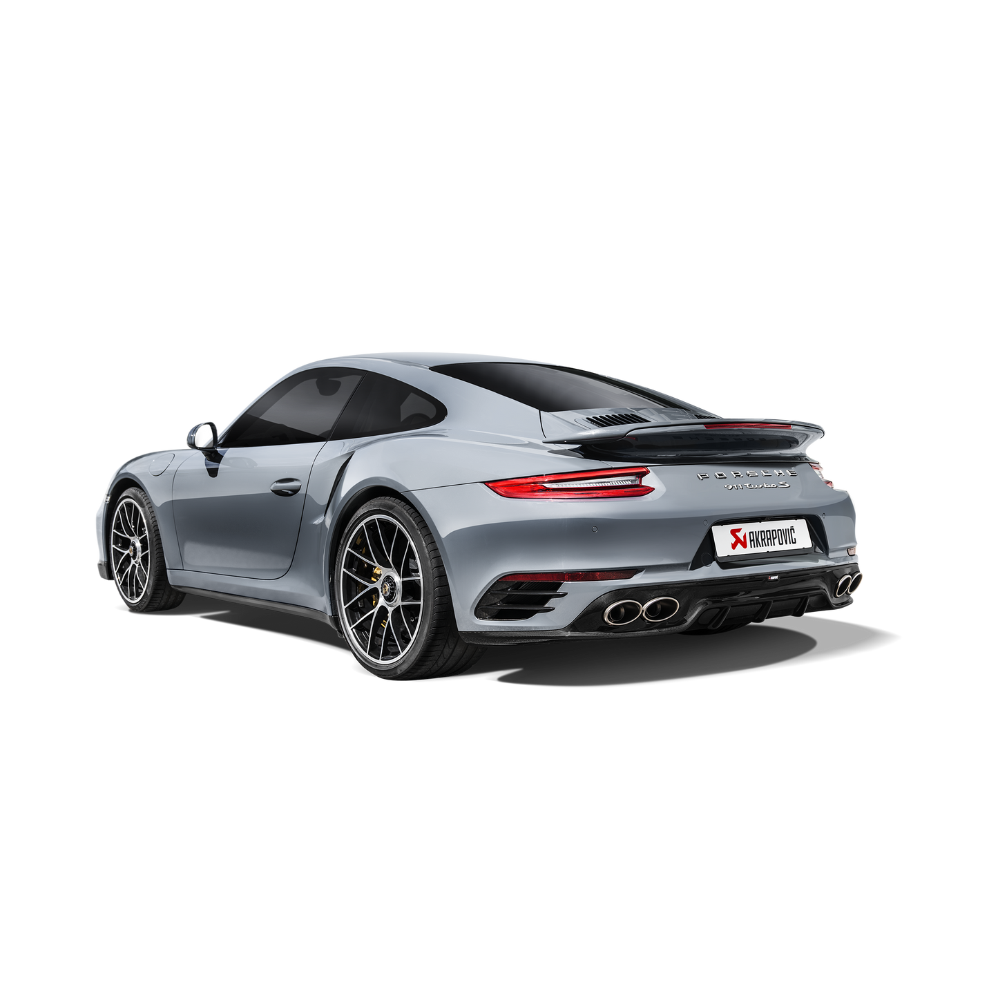 Akrapovič Slip-On Line Exhaust (Titanium) w/Tips & Gloss Diffuser - 2016-2019 Porsche 911 Turbo/Turbo S (991.2)