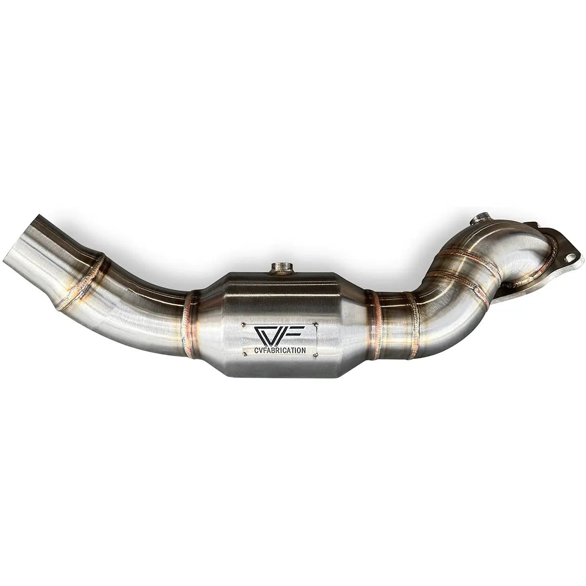 CV Fabrication 23BRCDP - 1 Stainless Steel Catted Downpipe for 21 - 24 Ford Bronco 2.3L Ecoboost - Downpipes - CV Fabrication