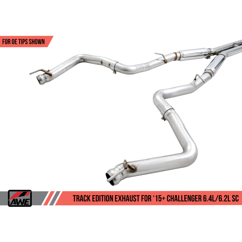 AWE Tuning 2015+ Dodge Challenger 6.4L/6.2L Supercharged Track Edition Exhaust - Use Stock Tips