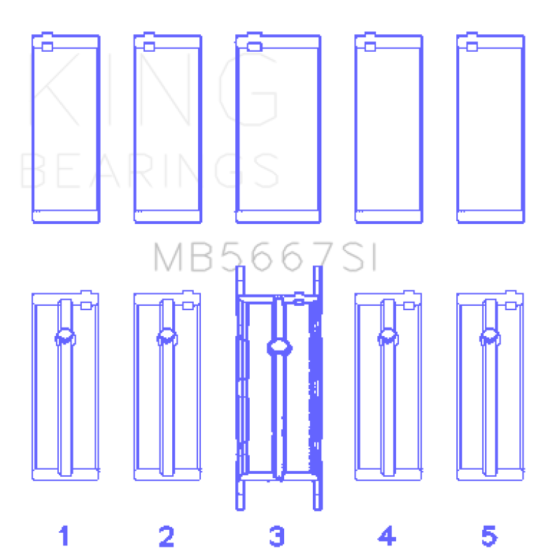 King Mini W10B16A/W11B16A Silicon Bi-Metal Aluminum Main Bearing Set - Size +0.25mm